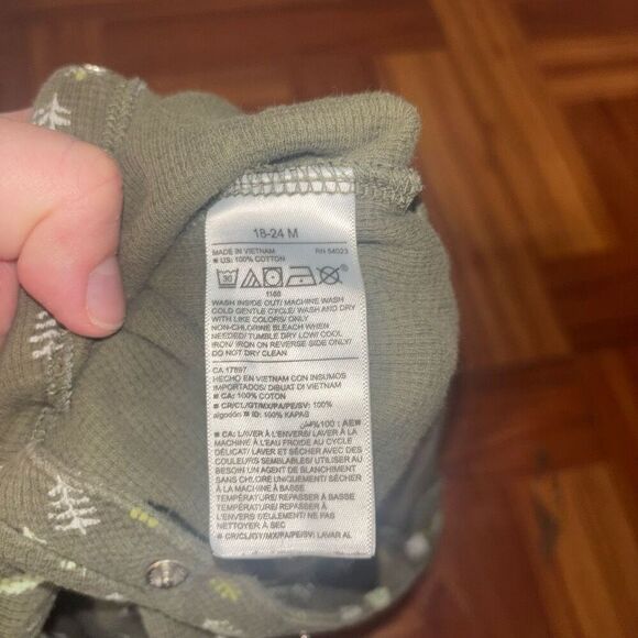 Old Navy Green Trees Long Sleeve Bodysuit 18-24 Months - Picture 4 of 4